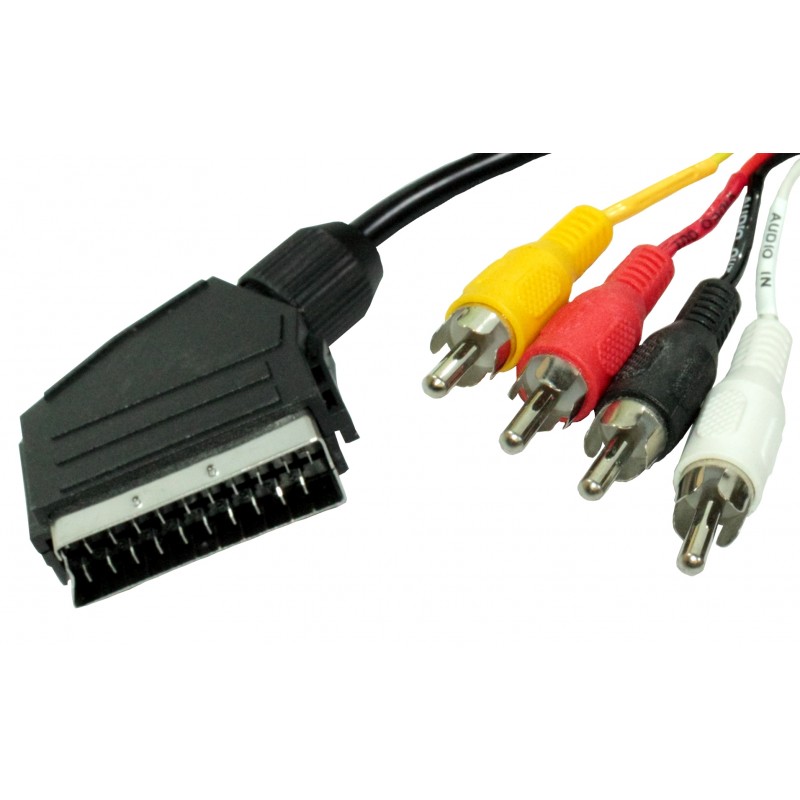 Euroconector Connection 21 pin M 4x RCA IN-OUT OD 8mm 1,5m