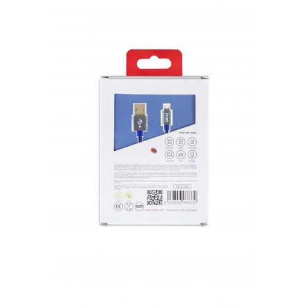 CONEXION USB-MFI IPHONE 5/6/7 AZUL MAR ALUMINIO 2m